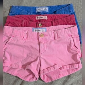 Bundle Of 3 Y2K KIDS Abercrombie & Fitch Shorts - Pink, Red, Blue